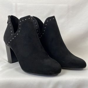 Torrid Black V-Cut Ankle Booties with Studs and Back Zipper - Size 9 Wide